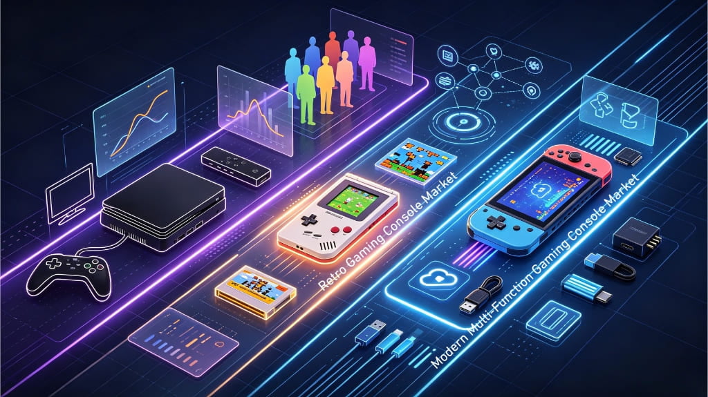 global game console industry competition market landscape for retro handheld consoles