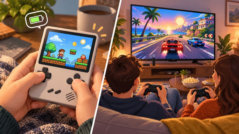 video games for handheld consoles and HDMI TV game sticks