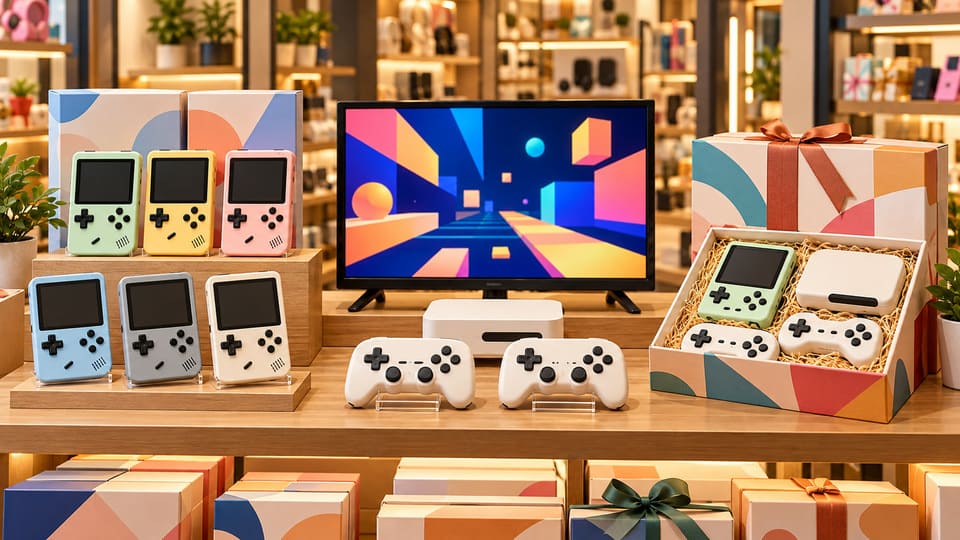 retro game consoles for offline retail gift shelves