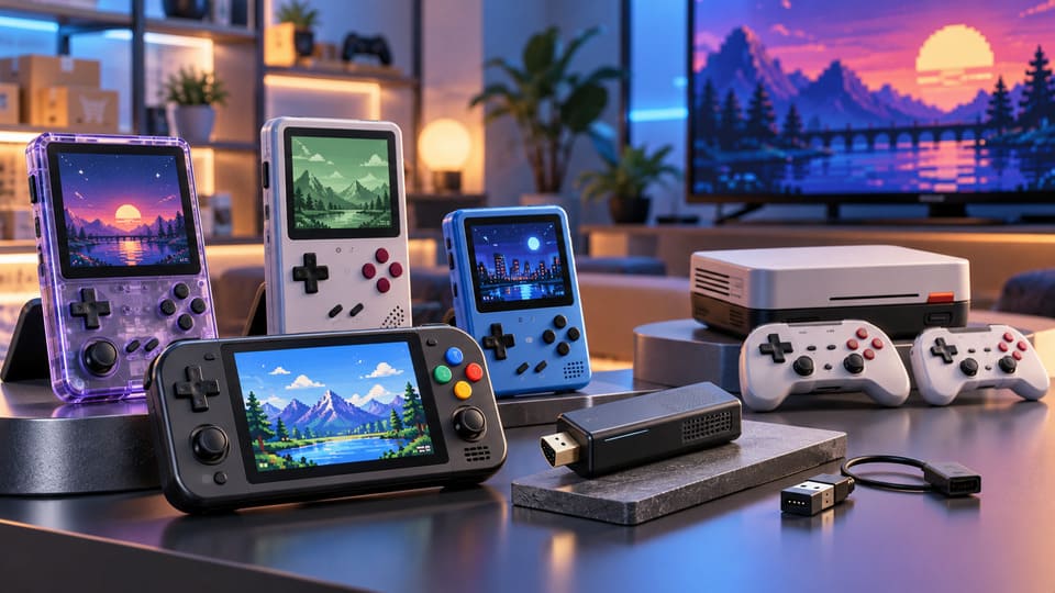 retro gaming console market 2026 handheld tv stick home console comparison